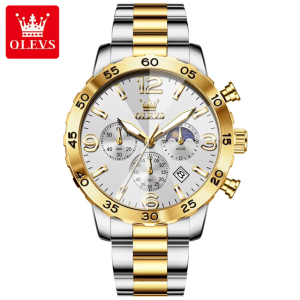 OLEVS 3678 Moon Phase Watches Waterproof Silver Gold White. - Image 2