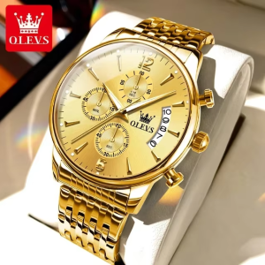 Olevs 2867 Watch For Male Stainless Steel Waterproof Full Gold. - Image 2