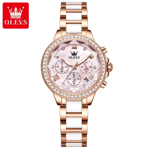 OLEVS 9999 Elegant Diamond Women's Watch Pink. - Image 4
