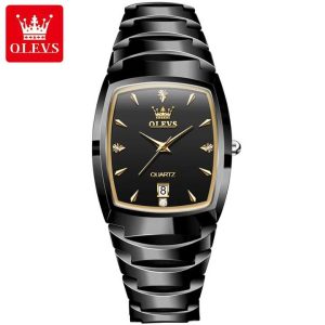 OLEVS 7006 Original Quartz Wristwatch Waterproof for Ladies Full Black. - Image 2