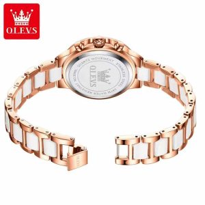 OLEVS 9999 Elegant Diamond Women's Watch White. - Image 3