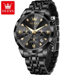 OLEVS 3670 Original Luxury Men's Waterproof Wristwatch Black. - Image 4