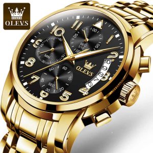 OLEVS  2879 Watch For Male Waterproof Gold Black. - Image 5