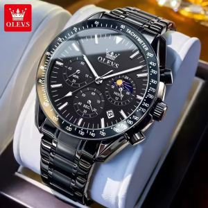 OLEVS 3618 Multifunctional Chronograph Watch Black. - Image 3