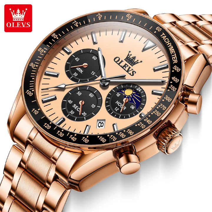 OLEVS 3618 Multifunctional Chronograph Watch Yellow.
