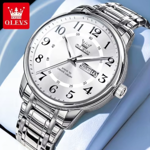 OLEVS 2891 OEM logo Watch Luxury Stainless Steel Waterproof Silver White. - Image 3