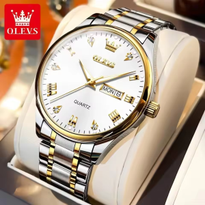 OLEVS 5563 -Stainless Steel Analog Wrist Watch For Male - Silver Gold - Image 2