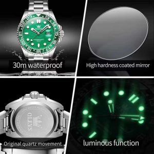 OLEVS 3610 OEM Custom Luxury Watch Silver Green - Image 3