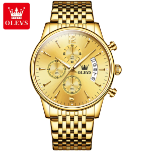 Olevs 2867 Watch For Male Stainless Steel Waterproof Full Gold. - Image 1