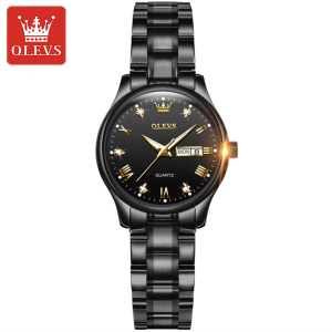 OLEVS 5563 -Stainless Steel Analog Wrist Watch For Women - Full Black - Image 2