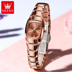 OLEVS 7006 Original Quartz Wristwatch Waterproof for Ladies Rose Gold. - Image 3