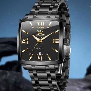 OLEVS 2969 Waterproof Chronometer Date Display Business Hand Watch Full Black. - Image 5