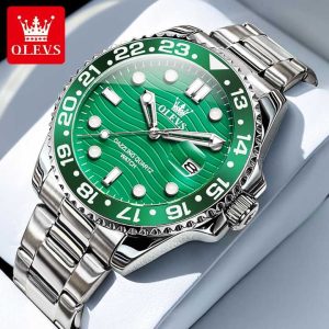 OLEVS 3610 OEM Custom Luxury Watch Silver Green - Image 1