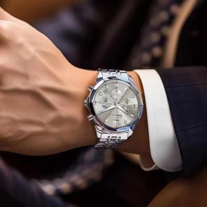 OLEVS 3670 Original Luxury Men's Waterproof Wristwatch Silver Gold White. - Image 2