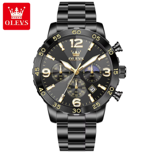 OLEVS 3678 Moon Phase Watches Waterproof Black. - Image 4