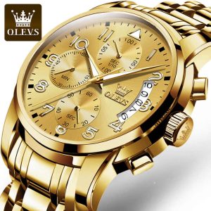 OLEVS 2879 Watch For Male Waterproof Full Gold. - Image 3
