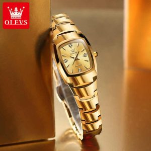 OLEVS 7006 Original Quartz Wristwatch Waterproof for Ladies Full Gold. - Image 3
