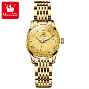Olevs 6630 Waterproof Ladies Mechanical Watch Full Gold. - Image 2