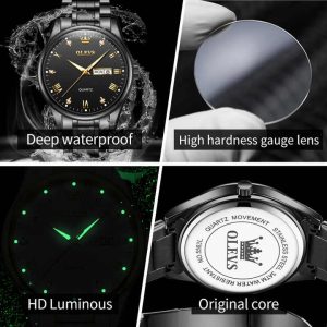 OLEVS 5563 -Stainless Steel Analog Wrist Watch For Women - Full Black - Image 3