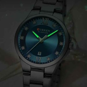 CURREN 9107 Women's Watch Calendar Stainless Steel Waterproof Luminous Clock Silver Blue. - Image 3