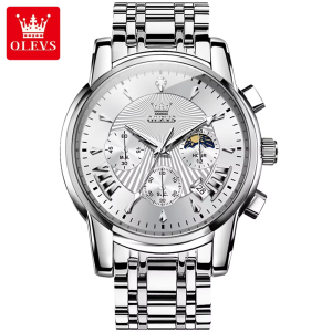 OLEVS 2892 Classic Fashion Chronograph WristWatch Waterproof Silver White. - Image 2