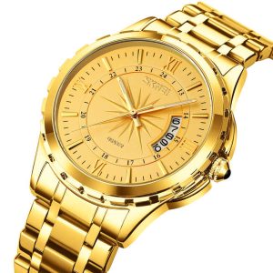 Skmei 9069 Men's Quartz Watch Full Gold - Image 2