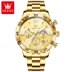 OLEVS 3678 Moon Phase Watches Waterproof Full Gold. - Image 4