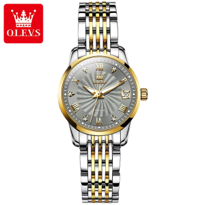 Olevs 6630 Waterproof Ladies Mechanical Watch Silver Gold Gray. - Image 2