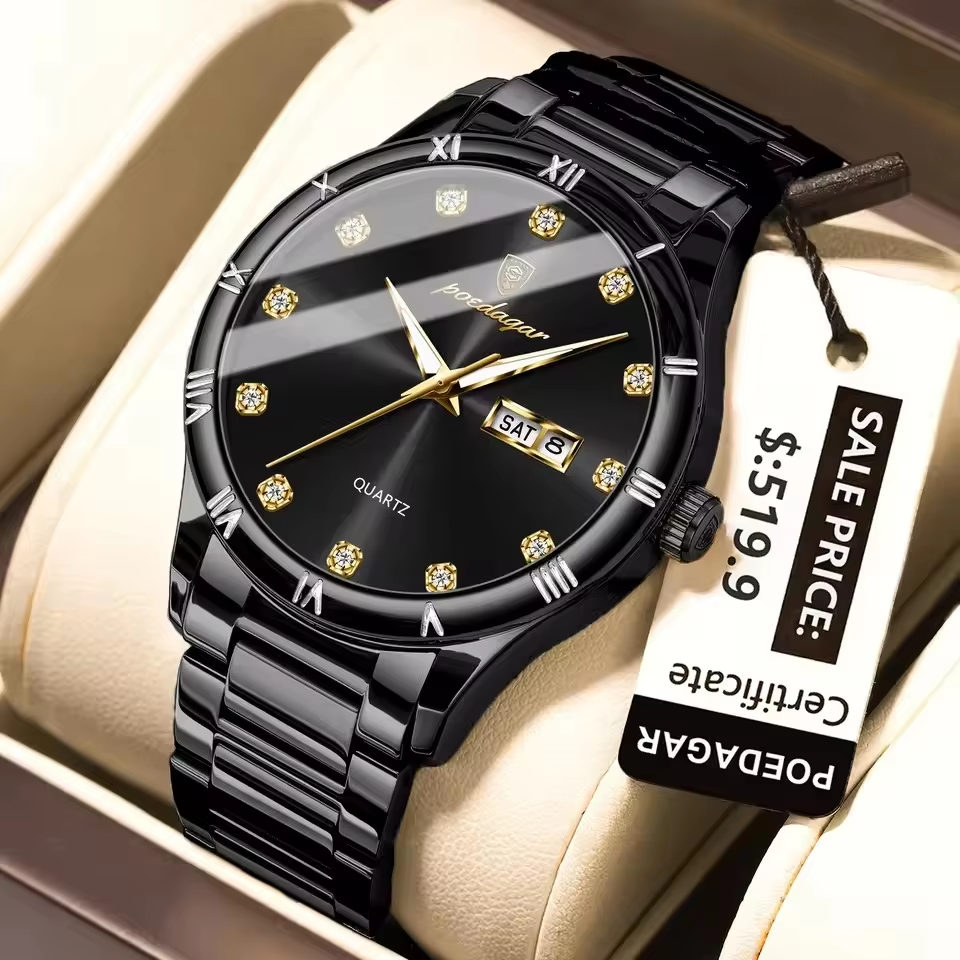 POEDAGAR 878 Men Watch Full Black.