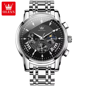 OLEVS 2892 Classic Fashion Chronograph WristWatch Waterproof Silver Black. - Image 2
