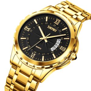 Skmei 9069 Men's Quartz Watch Gold Black - Image 2