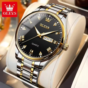OLEVS 5563 -Stainless Steel Analog Wrist Watch For Male - Silver Gold Black - Image 2