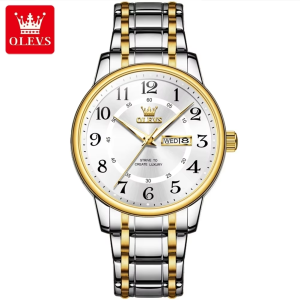 OLEVS 2891 OEM logo Watch Luxury Stainless Steel Waterproof Silver Gold White. - Image 1