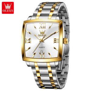 OLEVS 2969 Waterproof Chronometer Date Display Business Hand Watch Silver Gold White. - Image 4