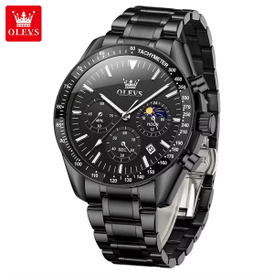 OLEVS 3618 Multifunctional Chronograph Watch Black. - Image 2