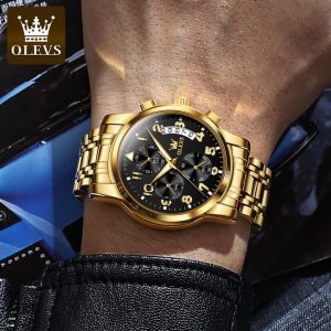OLEVS  2879 Watch For Male Waterproof Gold Black. - Image 4