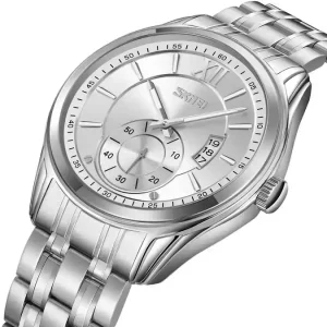 Skmei 9319 Stainless Steel Men Elegance & 100% Waterproof Watches Silver. - Image 2
