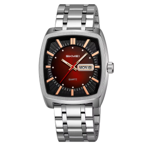 Skmei 9354 Stainless Steel Men Elegance & 100% Waterproof Watches Silver Black Red. - Image 2