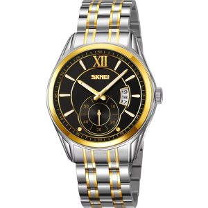 Skmei 9319 Stainless Steel Men Elegance & 100% Waterproof Watches Silver Gold Black. - Image 2