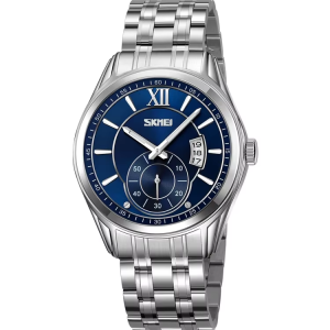 Skmei 9319 Stainless Steel Men Elegance & 100% Waterproof Watches Silver Blue. - Image 3