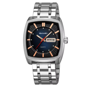 Skmei 9354 Stainless Steel Men Elegance & 100% Waterproof Watches Silver Black Blue. - Image 2