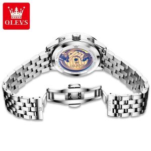 OLEVS 7018 Luxury Brand Men Mechanical & Automatic Wristwatches Silver White. - Image 2