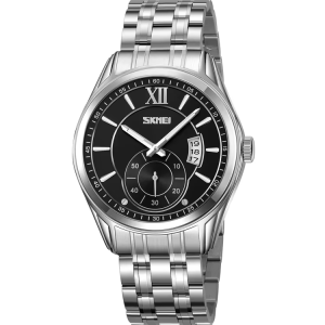 Skmei 9319 Stainless Steel Men Elegance & 100% Waterproof Watches Silver Black. - Image 3