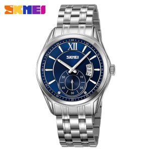 Skmei 9319 Stainless Steel Men Elegance & 100% Waterproof Watches Silver Blue.