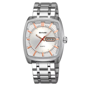 Skmei 9354 Stainless Steel Men Elegance & 100% Waterproof Watches Silver White. - Image 3