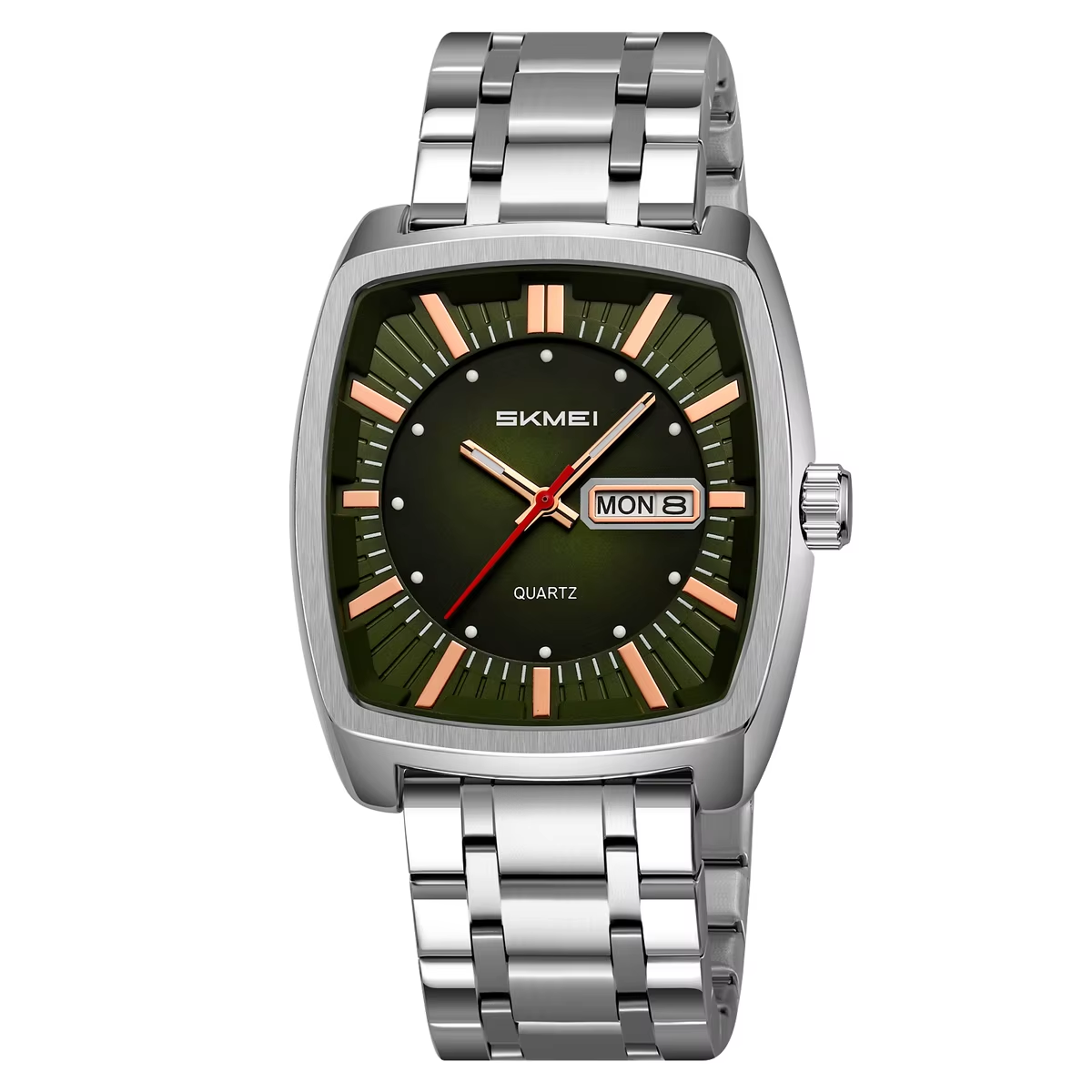 Skmei 9354 Stainless Steel Men Elegance & 100% Waterproof Watches Silver Green.
