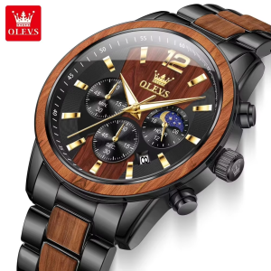 OLEVS 3645 Mens Chronograph Original & 100% Waterproof Watches Brown. - Image 4