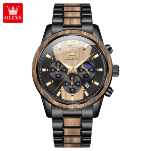 OLEVS 3645 Mens Chronograph Original & 100% Waterproof Watches Yellow. - Image 1