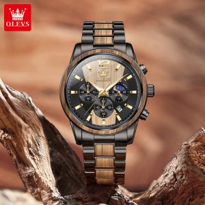 OLEVS 3645 Mens Chronograph Original & 100% Waterproof Watches Yellow. - Image 2