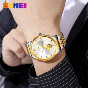 SKMEI 9393 Stainless Steel Waterproof Men Watch White. - Image 4